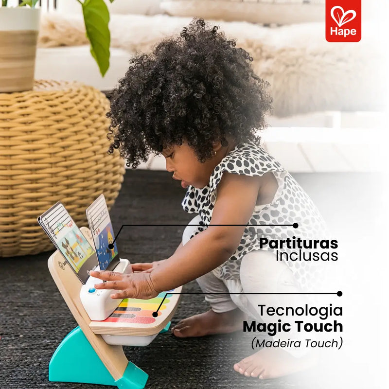 Piano Deluxe Infantil Educativo de Madeira com Touch Mágico e Músicas Guiadas – Hape
