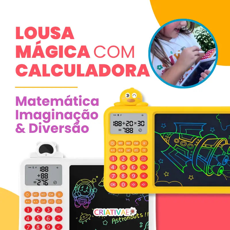 Lousa Mágica Infantil com Calculadora Educativa 2 em 1 | CRIATIVAE