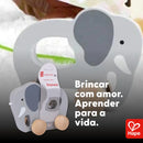 Elefante de Madeira Brinquedo Educativo para Empurrar e Puxar – Hape