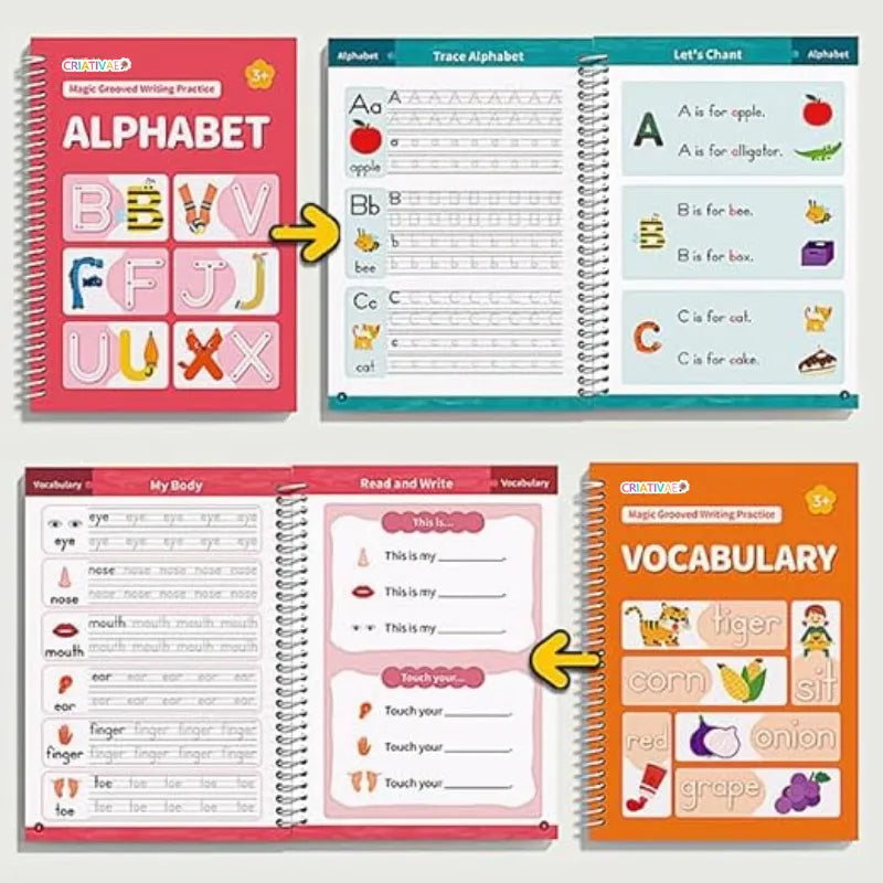 Caderno Mágico Educativo Reutilizável 6 em 1 – Aprendizado Divertido e Sustentável | CRIATIVAE
