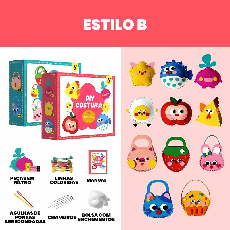 Kit de Costura Criativa para Crianças – Manualidades Seguras e Educativas | CRIATIVAE