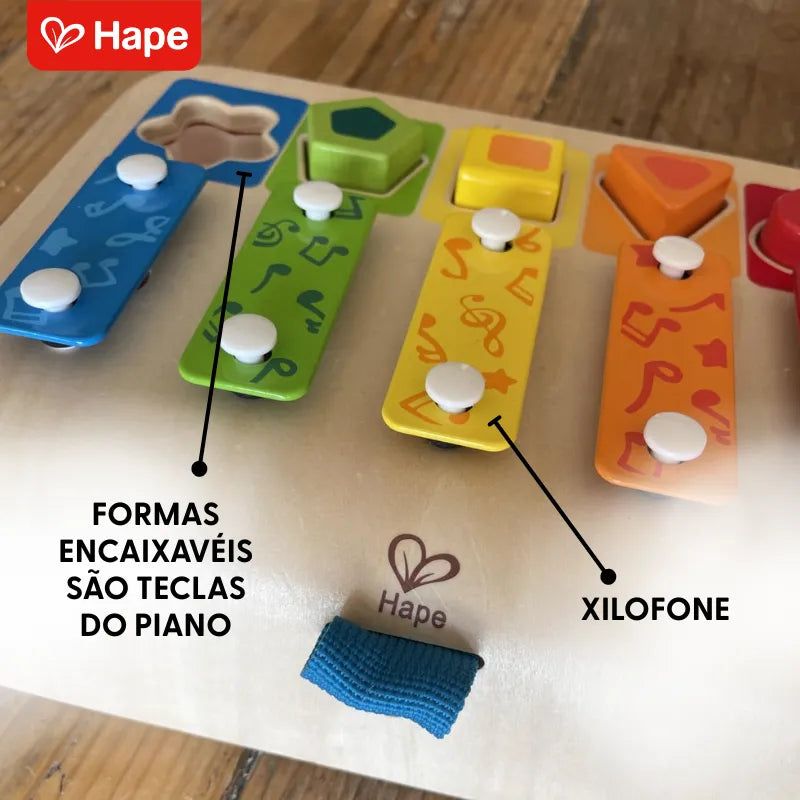 Xilofone e Piano Infantil de Madeira Classificador de Formas | Hape