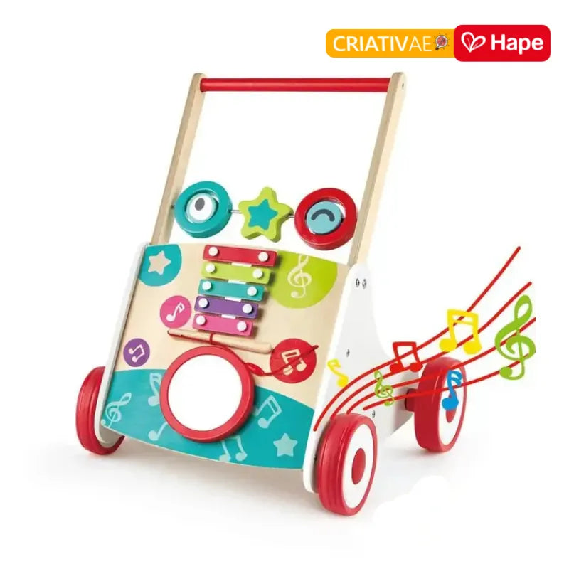 Hape Premium Andador Musical Educativo de Madeira com Atividades para Bebês