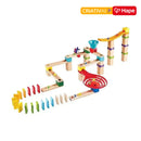 Pista de Corrida de Bolinhas de Gude de Madeira DIY com Dominó e Sino | HAPE