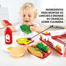 Kit Fast Food Infantil de Madeira e Feltro: Hambúrguer, Hot Dog e Batata Frita | Hape