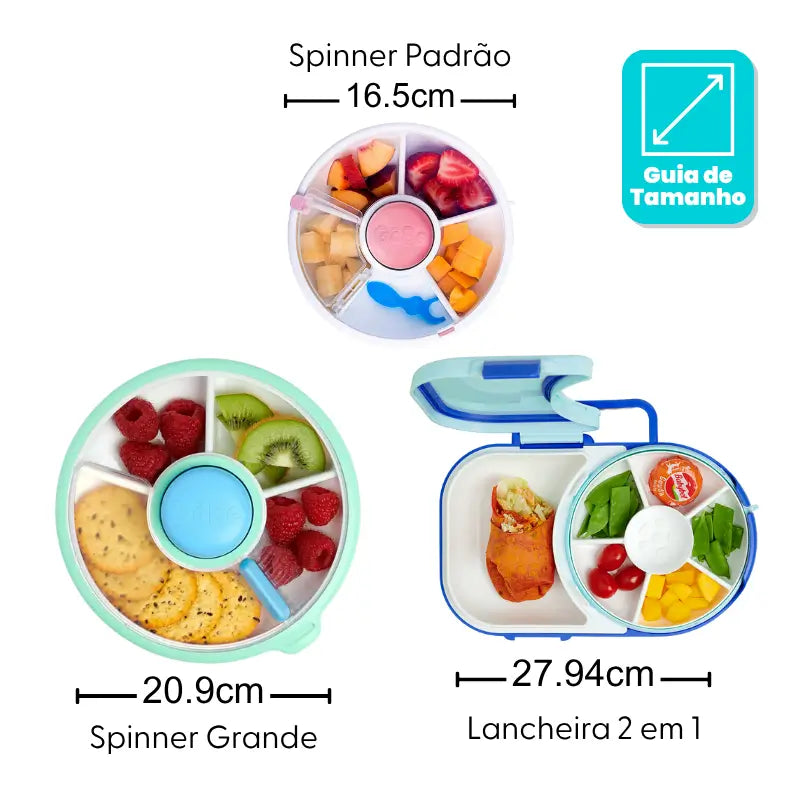 Lancheira Infantil GoBe Snack Spinner Original Portátil com Divisórias Rotativas Livre de BPA