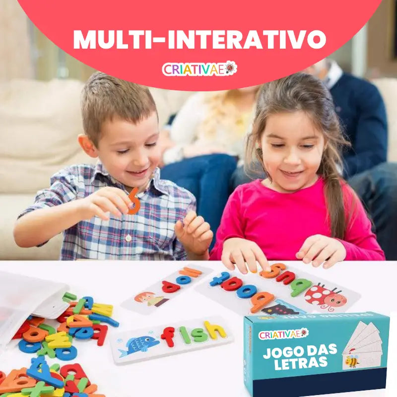 Jogo de Alfabetização e Ortografia para Crianças - Aprender a Soletrar com Cartas e Letras de Madeira | CRIATIVAE