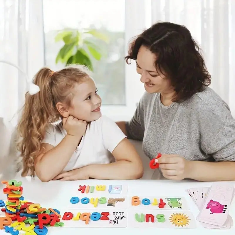 Jogo de Alfabetização e Ortografia para Crianças - Aprender a Soletrar com Cartas e Letras de Madeira | CRIATIVAE