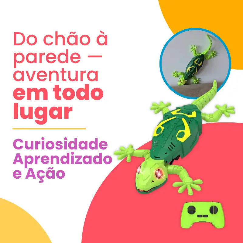 Lagarto Robótico Premium que Sobe Paredes – Brinquedo STEM Interativo com Controle Remoto | CRIATIVAE