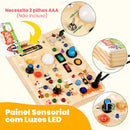 Painel de Atividades Montessori com Luzes LED e Tema de Fazenda – Brinquedo Educativo de Madeira | CRIATIVAE