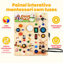 Painel de Atividades Montessori com Luzes LED e Tema de Fazenda – Brinquedo Educativo de Madeira | CRIATIVAE