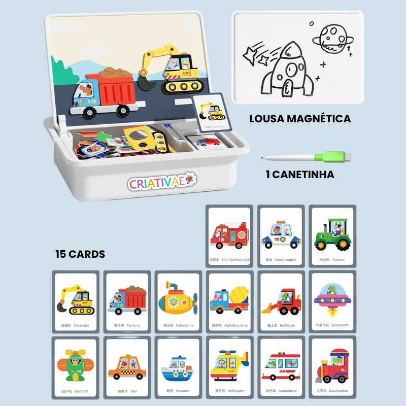 Quebra-Cabeça Magnético Educativo de Emoções e Criatividade – Brinquedo Sensorial Premium | CRIATIVAE