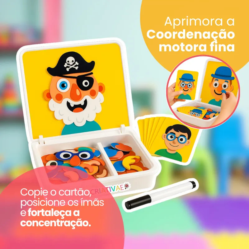 Quebra-Cabeça Magnético Educativo de Emoções e Criatividade – Brinquedo Sensorial Premium | CRIATIVAE
