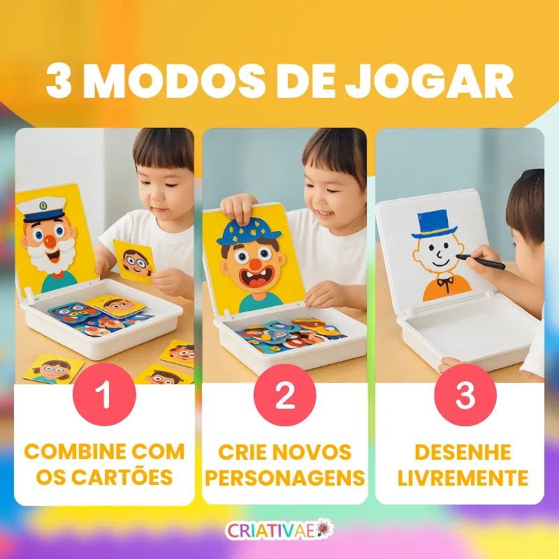 Quebra-Cabeça Magnético Educativo de Emoções e Criatividade – Brinquedo Sensorial Premium | CRIATIVAE