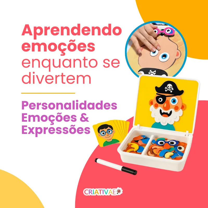 Quebra-Cabeça Magnético Educativo de Emoções e Criatividade – Brinquedo Sensorial Premium | CRIATIVAE