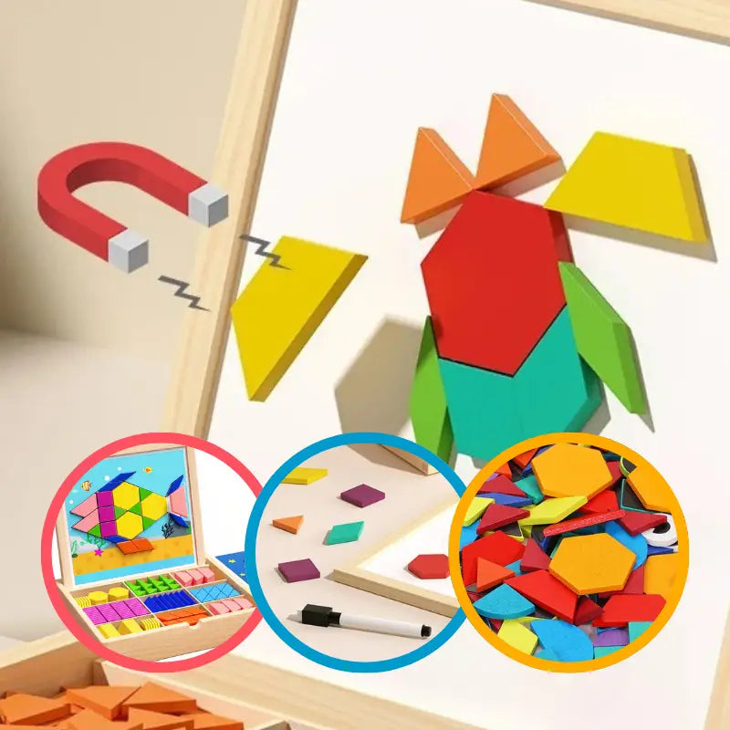 Tangram Magnético Educativo para Crianças – Brinquedo de Montar e Aprender | CRIATIVAE