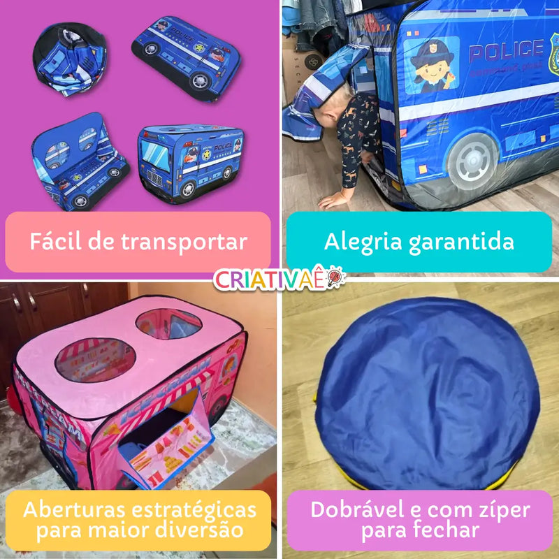 TendCar Criativaê - Barraca Infantil Portátil e Resistente em Forma de Carro