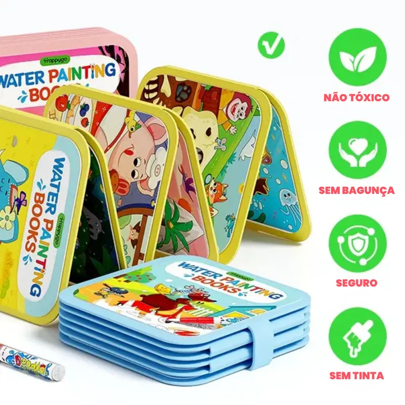 Livro de Pintura Mágica com Água Reutilizável – Doodle Books Educativos Bilíngues | CRIATIVAE