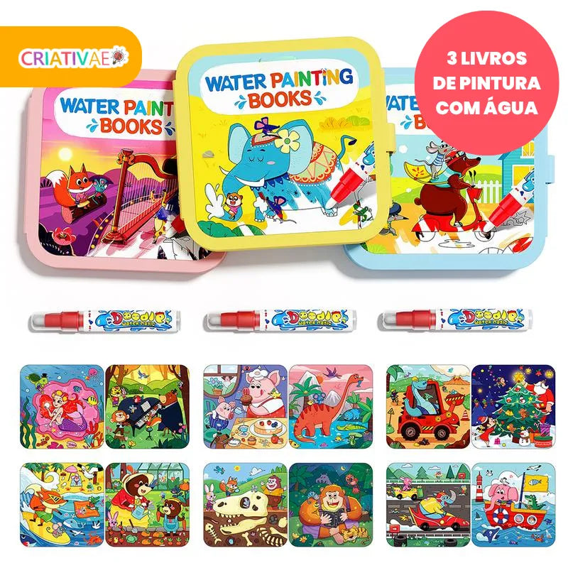 Livro de Pintura Mágica com Água Reutilizável – Doodle Books Educativos Bilíngues | CRIATIVAE