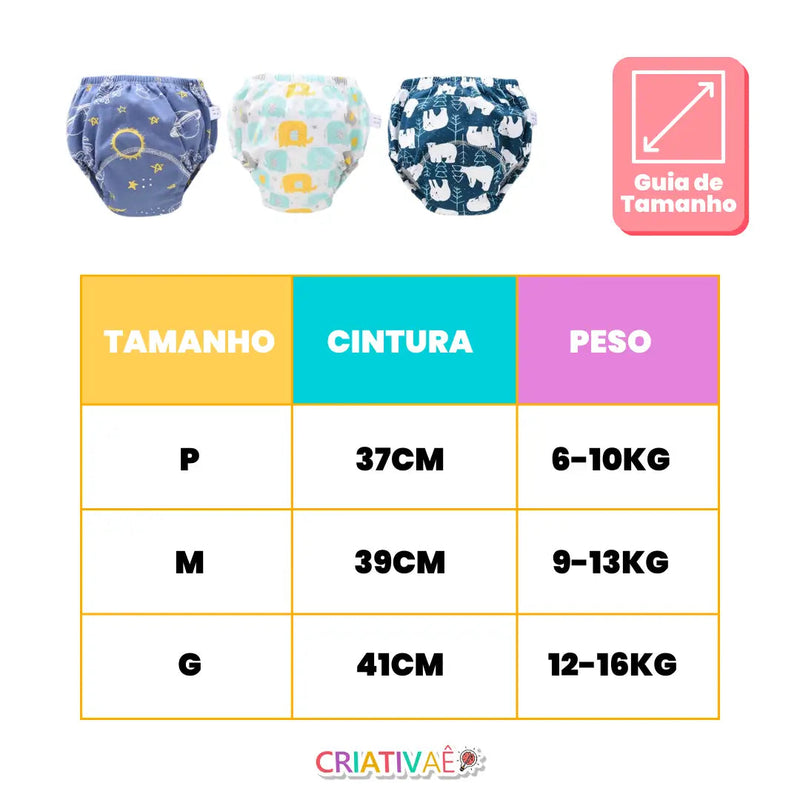 Kit 3 Fraldas para Desfralde Confort Cute Baby Premium Kit 3 Fraldas para Desfralde Confort Cute Baby Premium Criativaê 