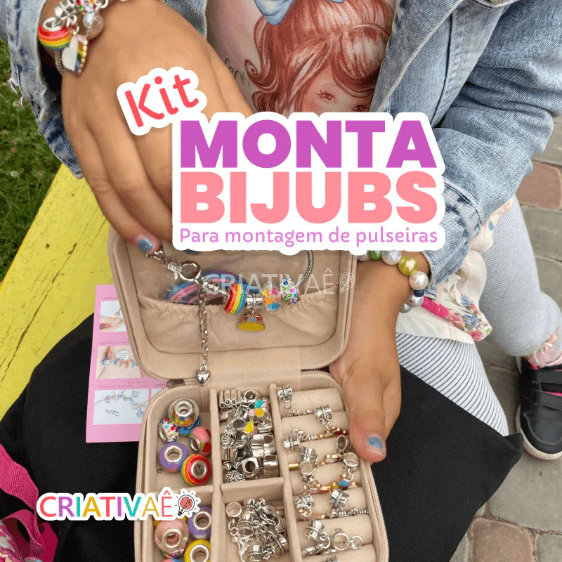 Monta Bijubs - Kit para montagem de pulseiras infantil + Brinde Exclusivo 3+ Criativaê 