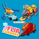 Kit 3 Flip Formers - Carrinhos Transformers Animais