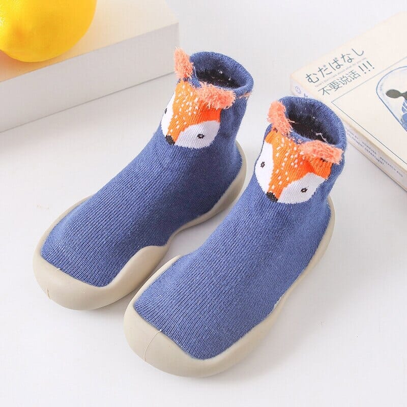 Animashoes - Sapatinho de Animais com Sola de Silicone Criativaê Azul Raposa 6 - 12 Meses 