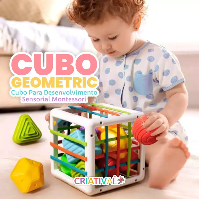 Cubo Geometric - Brinquedo Desenvolvimento Sensorial Montessori I&C 3 Criativaê 