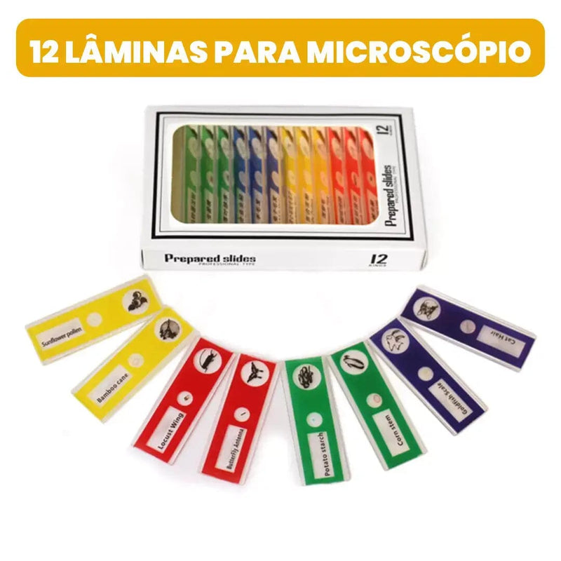 Microscópic - Microscópio Portátil Infantil I&C 3 Criativaê LÂMINAS 