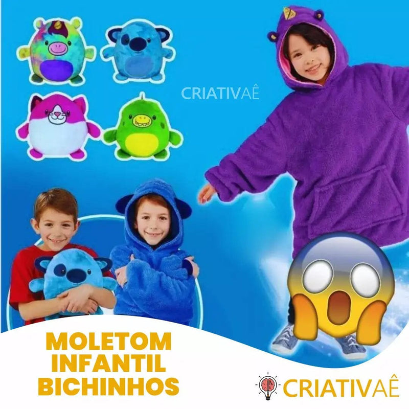 Moletom Infantil Bichinhos - Feito de Lã, Antialérgico e com Capuz I&C 3 Criativaê 