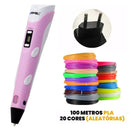 Pen Print 3D - Caneta de Impressão 3D I&C 3 Criativaê Rosa 100 metros (20 cores) 